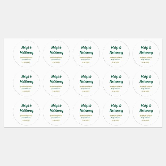 Étiquettes Margs and matrimony add name date bachelorette par (Feuille)