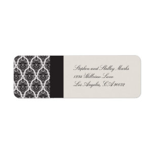 Étiquettes Mariage damassé blanc et noir - 2