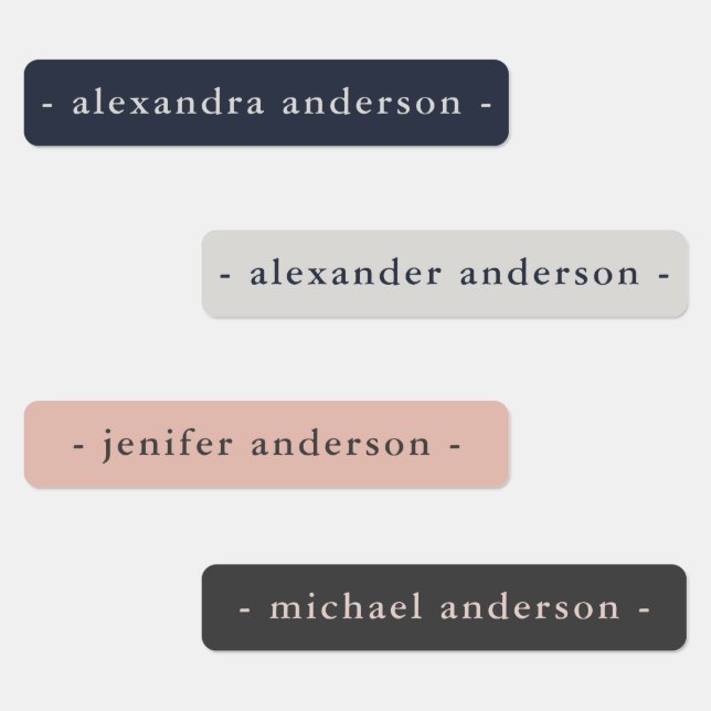 Étiquettes Marine moderne Blue Platinum Rose étanche Nom (Groupe)