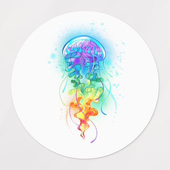 Étiquettes Méduse arc-en-ciel (Design 1)