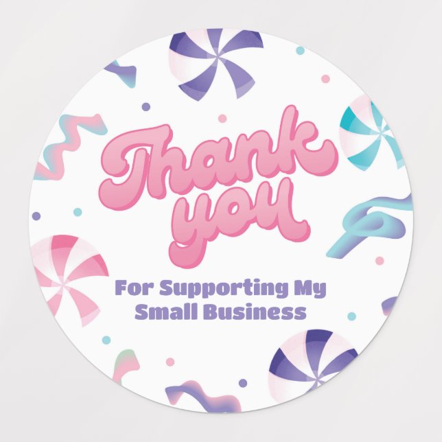 Étiquettes Merci des couleurs de bonbons (Design 1)