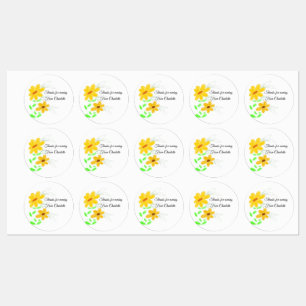 Étiquettes merci d'être venu ajoutez nom texte tournesol jaun