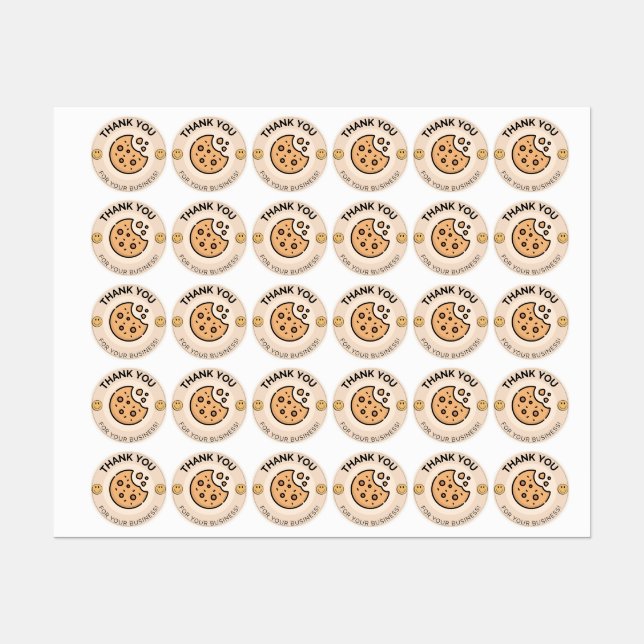 Étiquettes Merci pour votre entreprise, autocollant de cookie (Feuille)