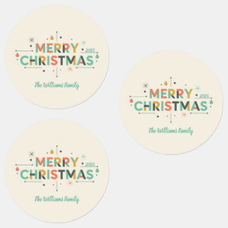 Étiquettes Mid-Century Merry Christmas – Retro Style
