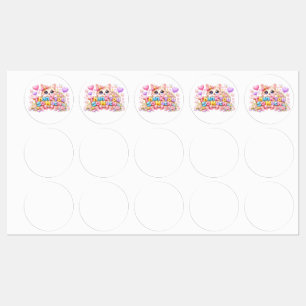Étiquettes Mignon Kawaii Merci Beaucoup Nom de Chat Rose Past