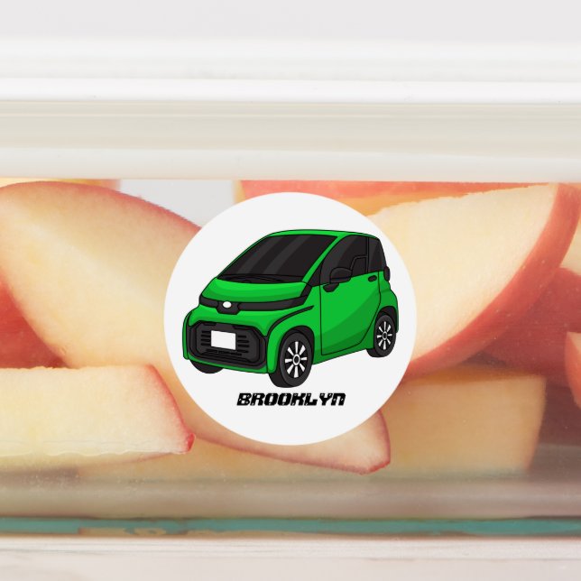 Étiquettes Mignonne micro-voiture verte (Apposé)
