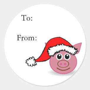 Étiquettes mignonnes de cadeau de porc de Noël