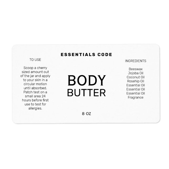 Étiquettes minimalistes professionnels de Beurre d (Devant)