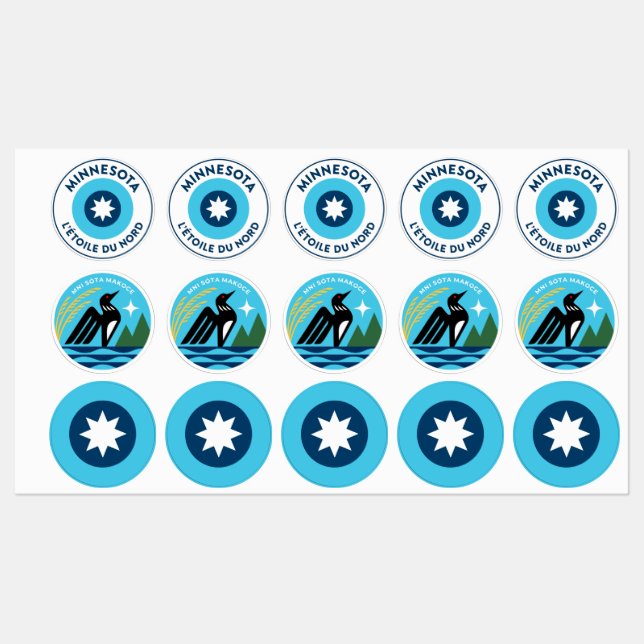 Étiquettes Minnesota State Seal et L'Étoile Du Nord Roundel (Feuille)