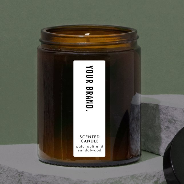Étiquettes Minuscule bocal simple à bougie mince étanche vert (Minimal Simple Candle Jar Thin Vertical Waterproof Labels with fully editable text & colors)