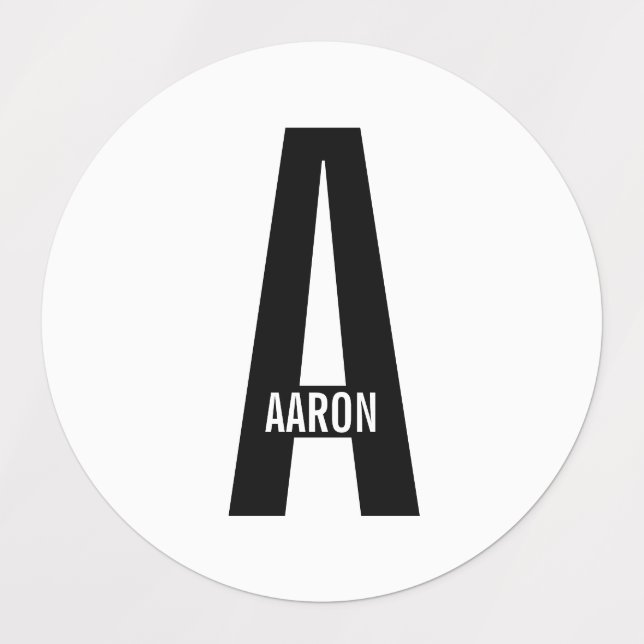 Étiquettes Modern Personalized Bold Monogram and Name Labels (Design 1)