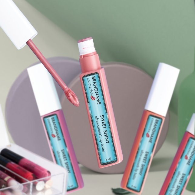 Étiquettes Moderne Bleu clair Pile et Noir Glitp Balm Lip (Créateur téléchargé)