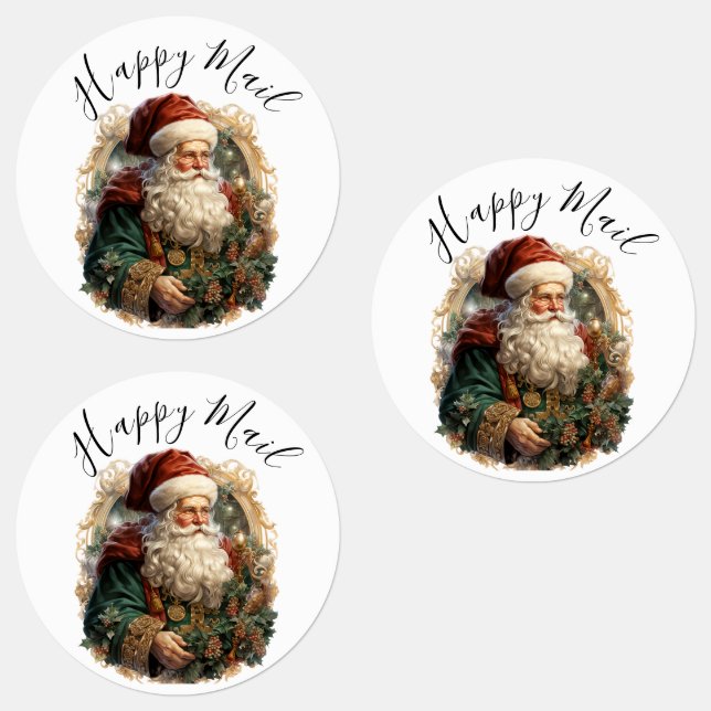 Étiquettes Moderne Cute Aquarelle Retro classique Santa Claus (Groupe)