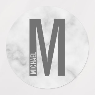 Étiquettes Moderne Personnalisé Gras Monogramme et Nom Étique