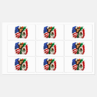 Étiquettes Mois du patrimoine hispanique Drapeau USA Mexique