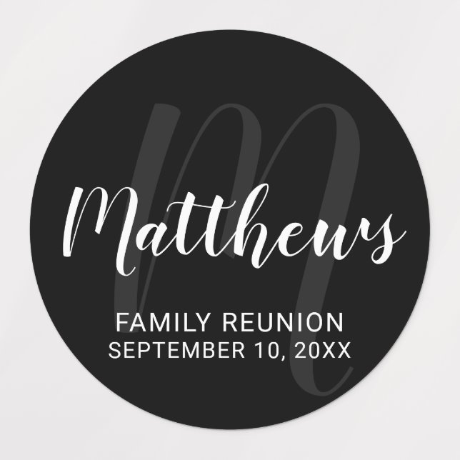 Étiquettes Monogramme moderne personnalisé et nom de famille (Design 1)