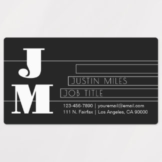 Étiquettes Monogramme noir et blanc rétro-moderne personnalis