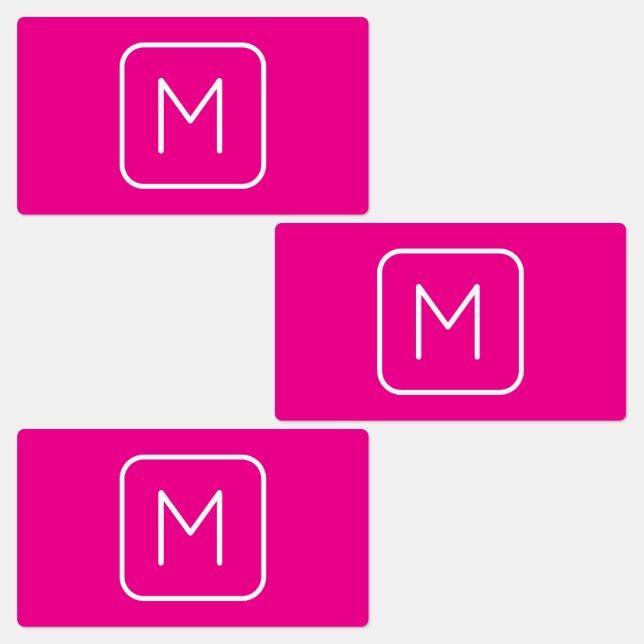 Étiquettes Monogramme simple et moderne initial | Rose et bla (Groupe)