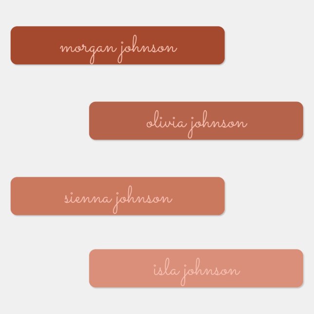 Étiquettes Monogramme tendance | Orange brûlé + Nom du script (Groupe)