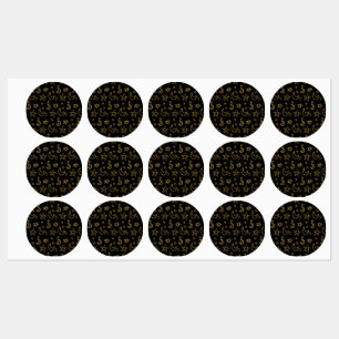 Étiquettes Moons et étoiles Motif or