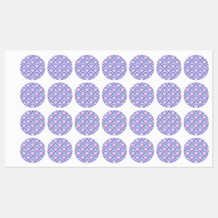 Étiquettes motif damassé floral bleu