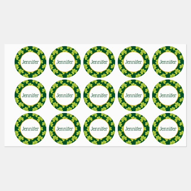 Étiquettes Motif de trèfle vert (Feuille)