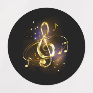 Étiquettes Musique clé de sol en or
