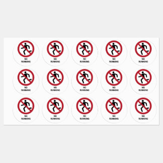 Étiquettes No Running, Panneau d'interdiction