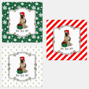 Étiquettes Noël Santa Hat Allemand Berger Chien mignonne
