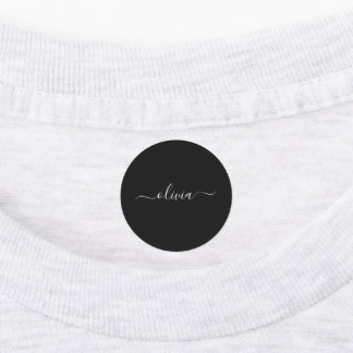 Étiquettes Noir Blanc Moderne Minimaliste Élégant Monogramme
