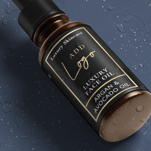Étiquettes Noir & Or 1 OZ 30ml Bouteille Soins à la peau étan