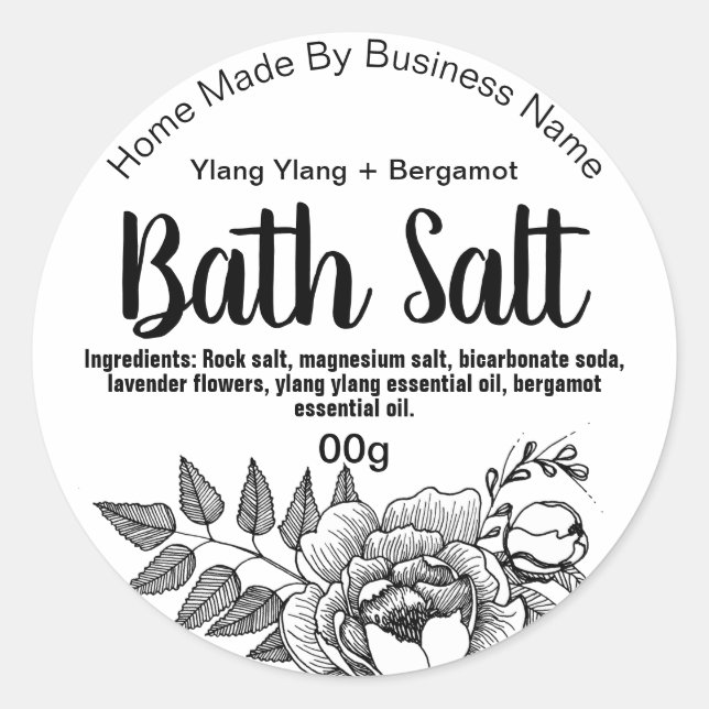 Étiquettes Noirs Et Blancs Pour Sel Bain Maison (Devant)