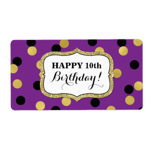 Étiquettes noirs pourpres d'anniversaire de