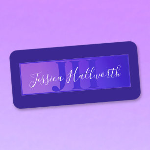 Étiquettes Nom de script élégant moderne & Monogram Ombre Pur