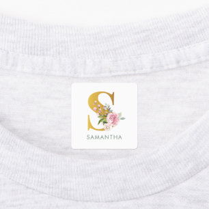 Étiquettes Nom du monogramme Fer de verdure fleurie sur vêtem