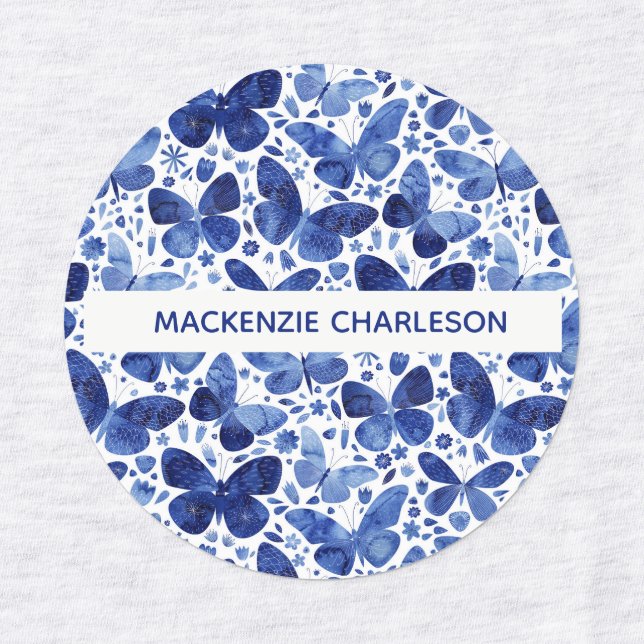 Étiquettes Nom du Motif bleu papillon (Design 1)