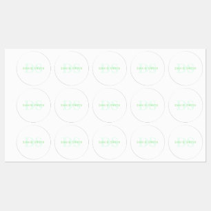 Étiquettes Nom et monogramme modernes   Vert et blanc