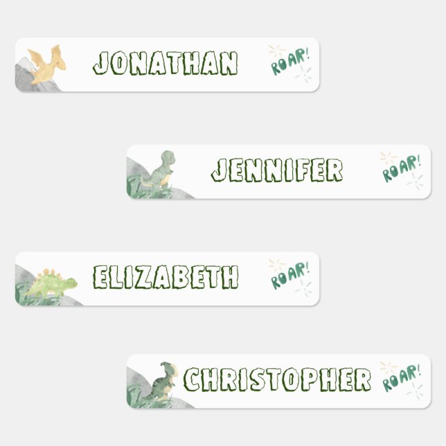 Étiquettes Nom étanche Cute Dinosaur 1 (Groupe)