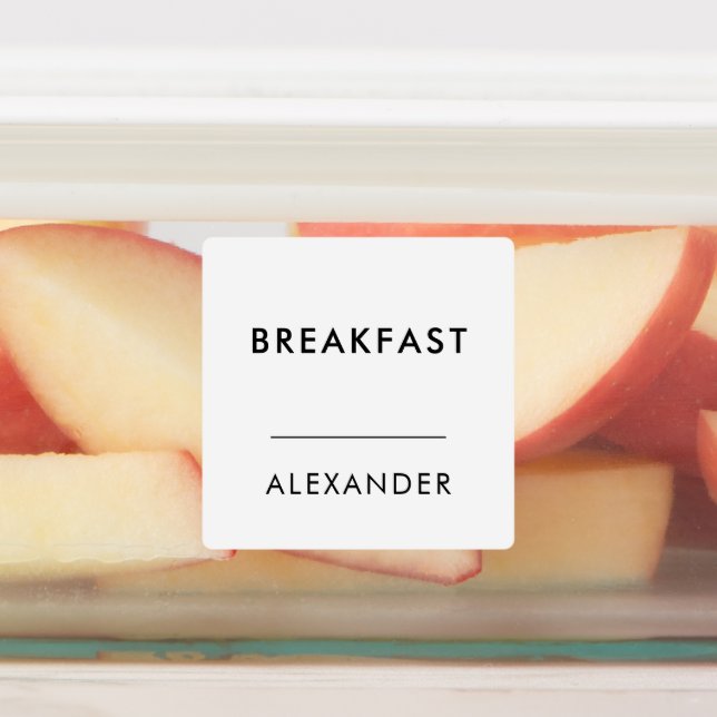 Étiquettes Nom minimal de la préparation de repas blanc noir (Apposé)