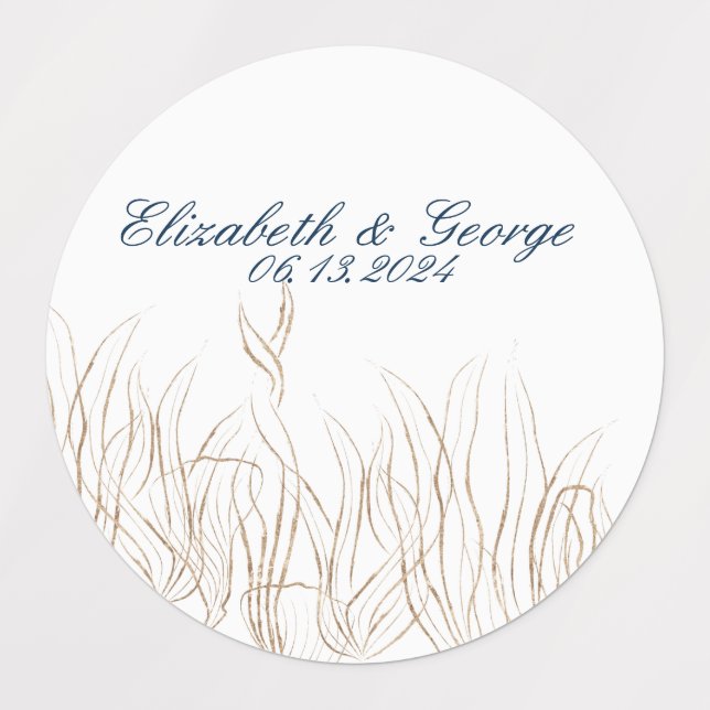 Étiquettes Océan sous la mer Mariage élégant (Design 1)