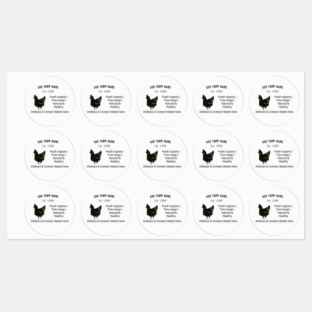 Étiquettes OEufs de poulet fermier ajouter nom année adresse  (Feuille)