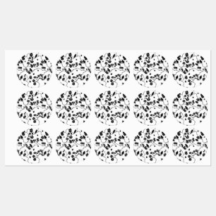 Étiquettes Oiseaux Motifs noirs et blancs sur les fleurs de c