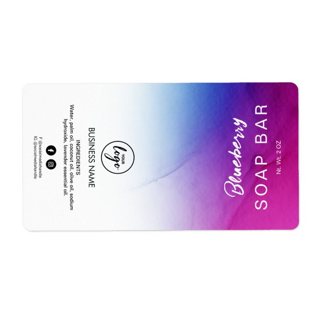 Étiquettes Ombre Ink Indigo Et Purple Soap Bar (Devant)
