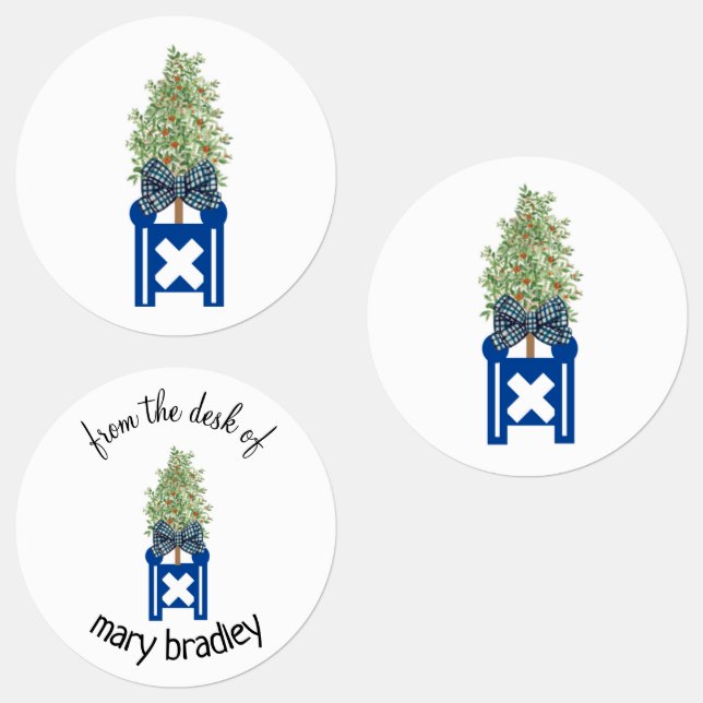 Étiquettes Orange Topiary Tree Planter Business (Groupe)