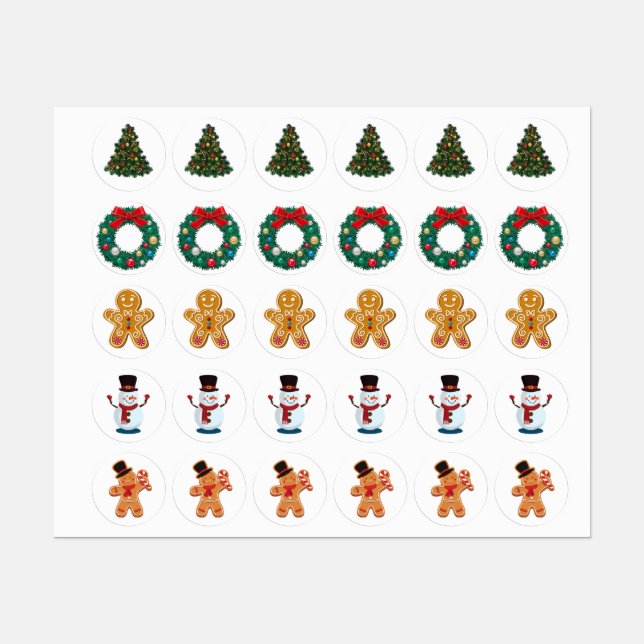 Étiquettes pack autocollant de noël, paquet (Feuille)
