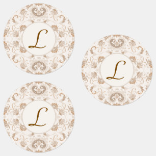 Étiquettes Paisley en Beige esthétique moderne Tan Brown Init