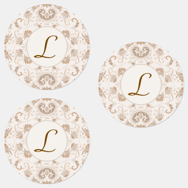 Étiquettes Paisley en Beige esthétique moderne Tan Brown Init (Groupe)