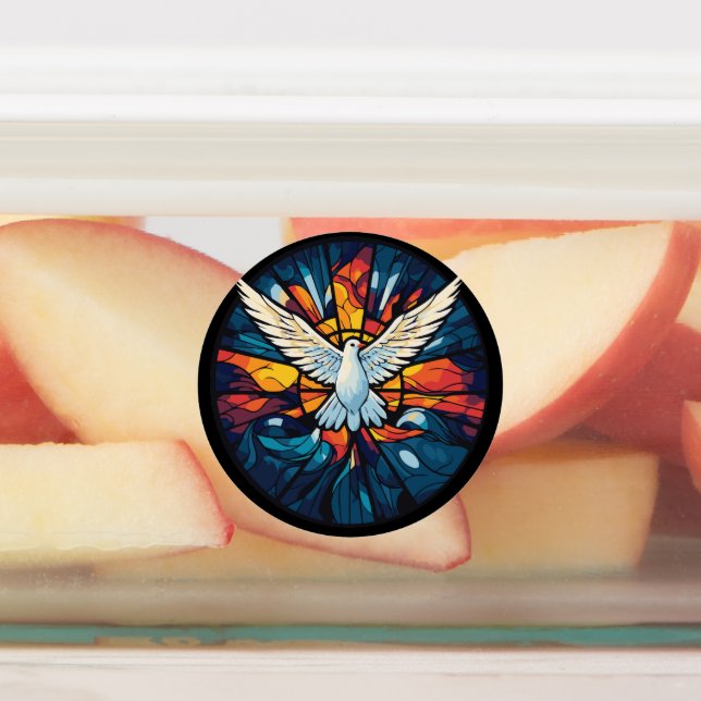 Étiquettes Paix sur Terre Vitrail Dove Conception de Noël (Apposé)