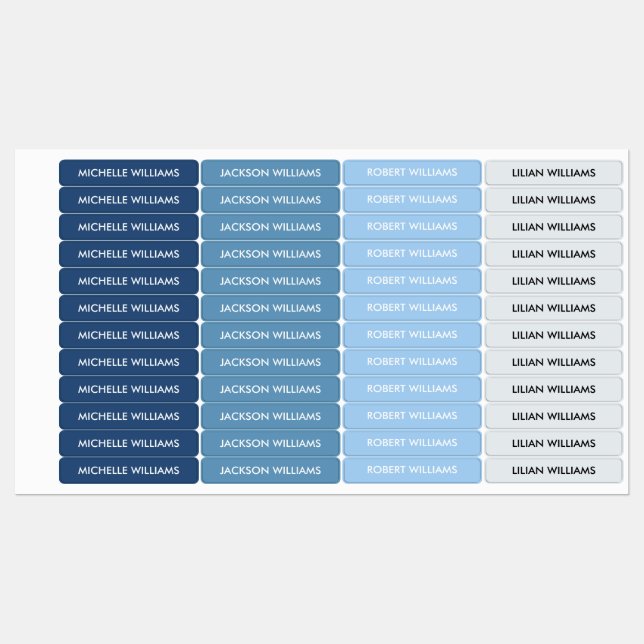Étiquettes Palette gris bleu simple Nom des enfants (Feuille)