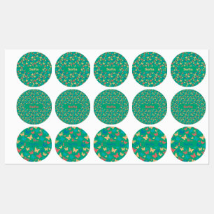 Étiquettes Papillon motif turquoise violet vert